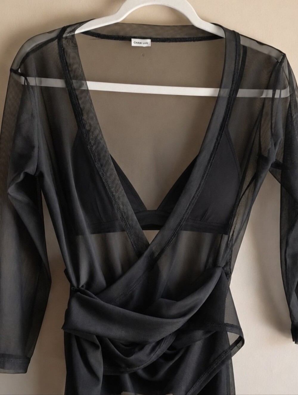 CHAN LUU sheer Black Top Mesh Fabric M
